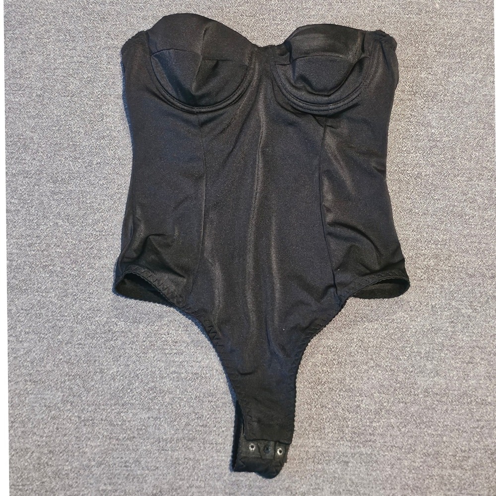 Co Co Lingerie Black Strapless‎ Underwire Bodysuit Sweetheart Neck Small